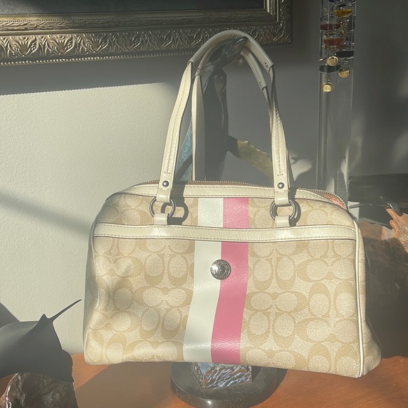 Coach Handbags - Coach Pink and Khaki Satchel